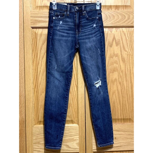 Gap High Rise True Skinny Distressed Ankle Jeans Size 00 R / 24" waist - Picture 1 of 12